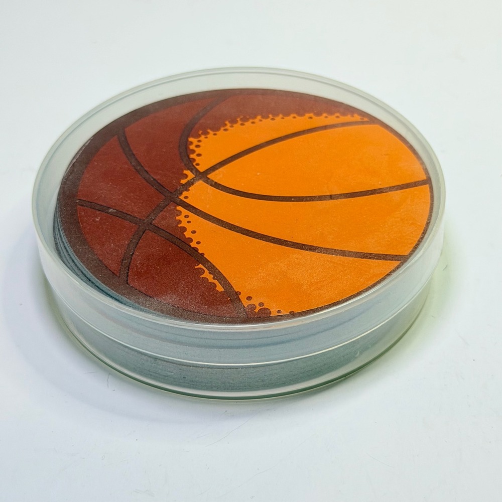 Basketball Round Playing Cards Circular Deck with Clear Plastic Travel Case 3in